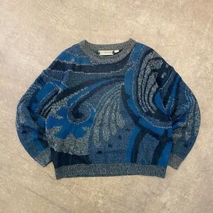 Vintage 90s Saturdays Floral Carpet Coogi Style Retro Sweater Size Large